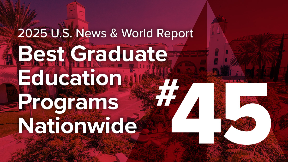 Text reading U.S. News & World Report Best Graduate Education Programs #45